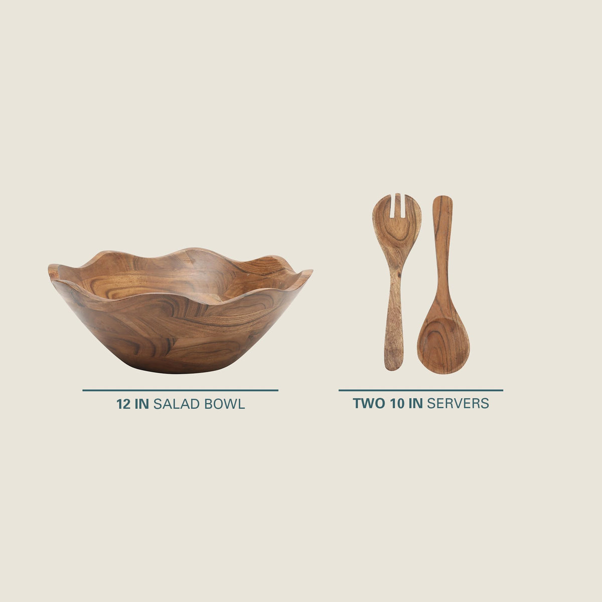 Gibson Home Sandhurst salad servers in acacia wood for tossing and serving