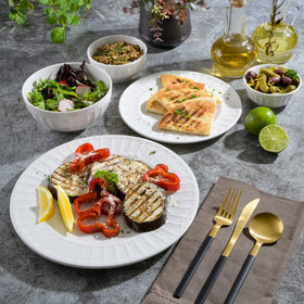 Gibson Home Zen Buffet family dining setup on table for meals.