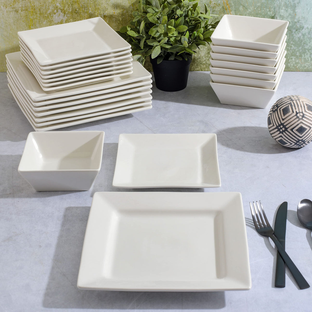 Gibson Home Zen Buffet square white bowl for soups and salads