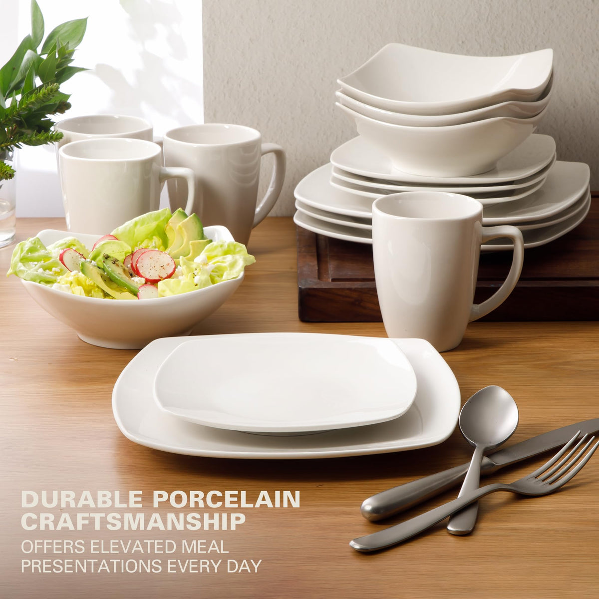 Gibson Home Zen Buffet bowls in white porcelain for soups and salads.