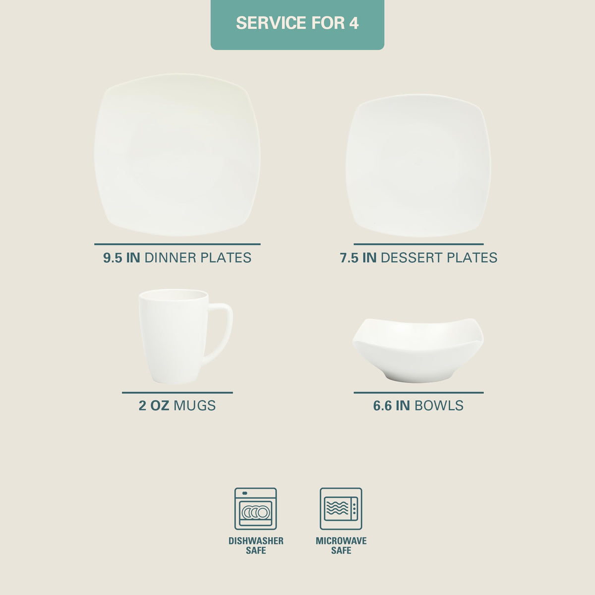 Gibson Home Zen Buffet dessert plates in white porcelain for elegant dessert displays.