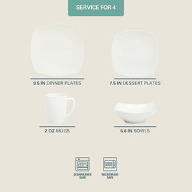 Gibson Home Zen Buffet dessert plates in white porcelain for elegant dessert displays.
