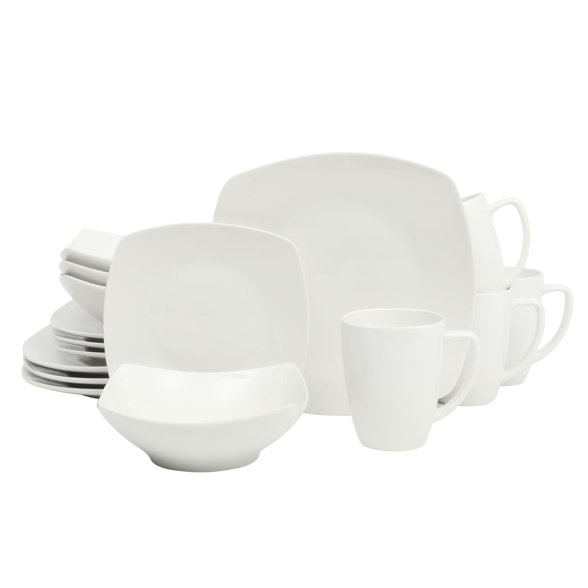 Gibson Home Zen Buffet dinner plates in white porcelain for versatile table styling.