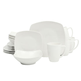 Gibson Home Zen Buffet dinner plates in white porcelain for versatile table styling.
