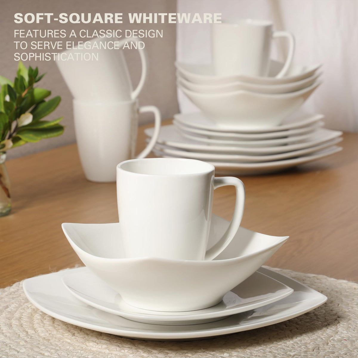 Gibson Home Zen Buffet mugs in white porcelain for hot beverages.