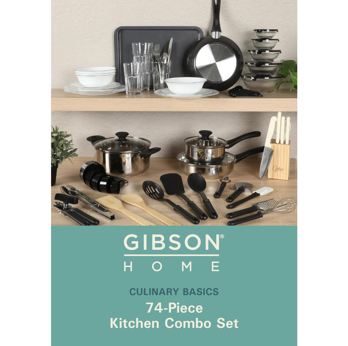 Gibson Home stainless steel cookware with lids ready for versatile, long-lasting stove top cooking