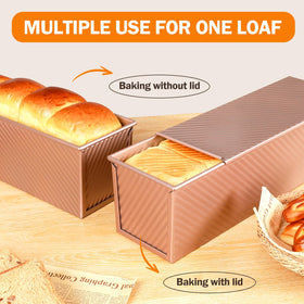 Gicyiit Pullman loaf pan corrugated surface strengthens the pan for durability.