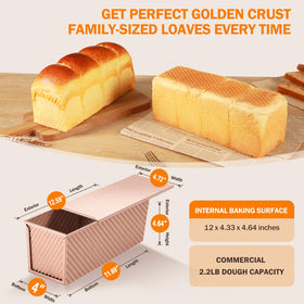 Gicyiit Pullman loaf pan side profile aids even heat distribution for crusty bread.