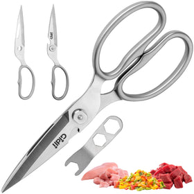 Gidli premium kitchen scissors blade closeup demonstrates sharp, durable blades for everyday prep.