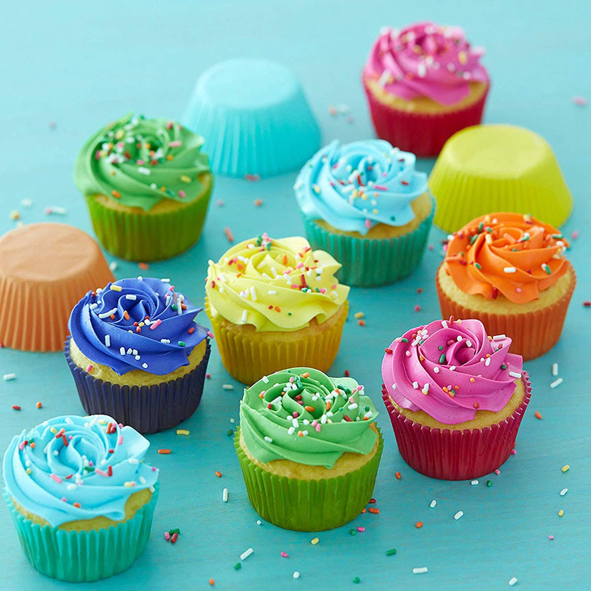 Gifbera Bright Rainbow green liner adds playful vibes to muffins