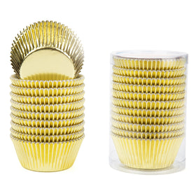 Gifbera gold fluted liners in use for vibrant cupcakes