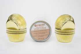 Gifbera gold foil cupcake liners close up show texture
