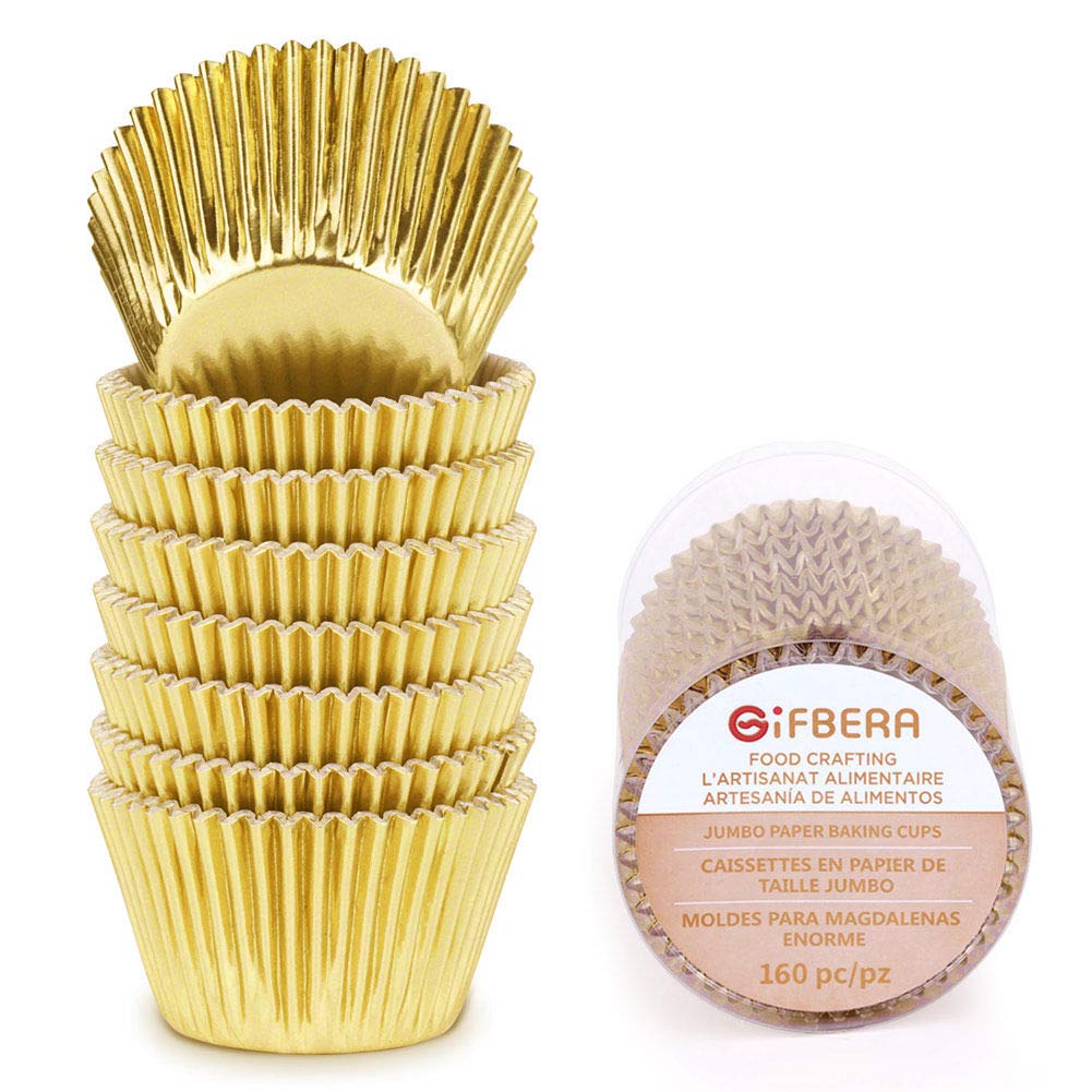 GiFBERA gold foil jumbo cupcake liner closeup with festive shine for celebrations