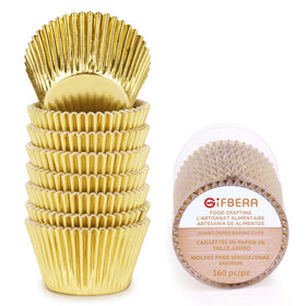 GiFBERA gold foil jumbo cupcake liner closeup with festive shine for celebrations