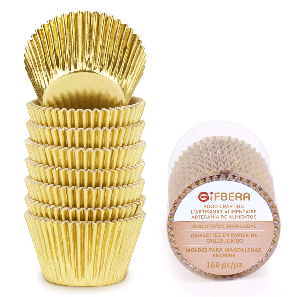 GiFBERA gold foil jumbo cupcake liner closeup with festive shine for celebrations