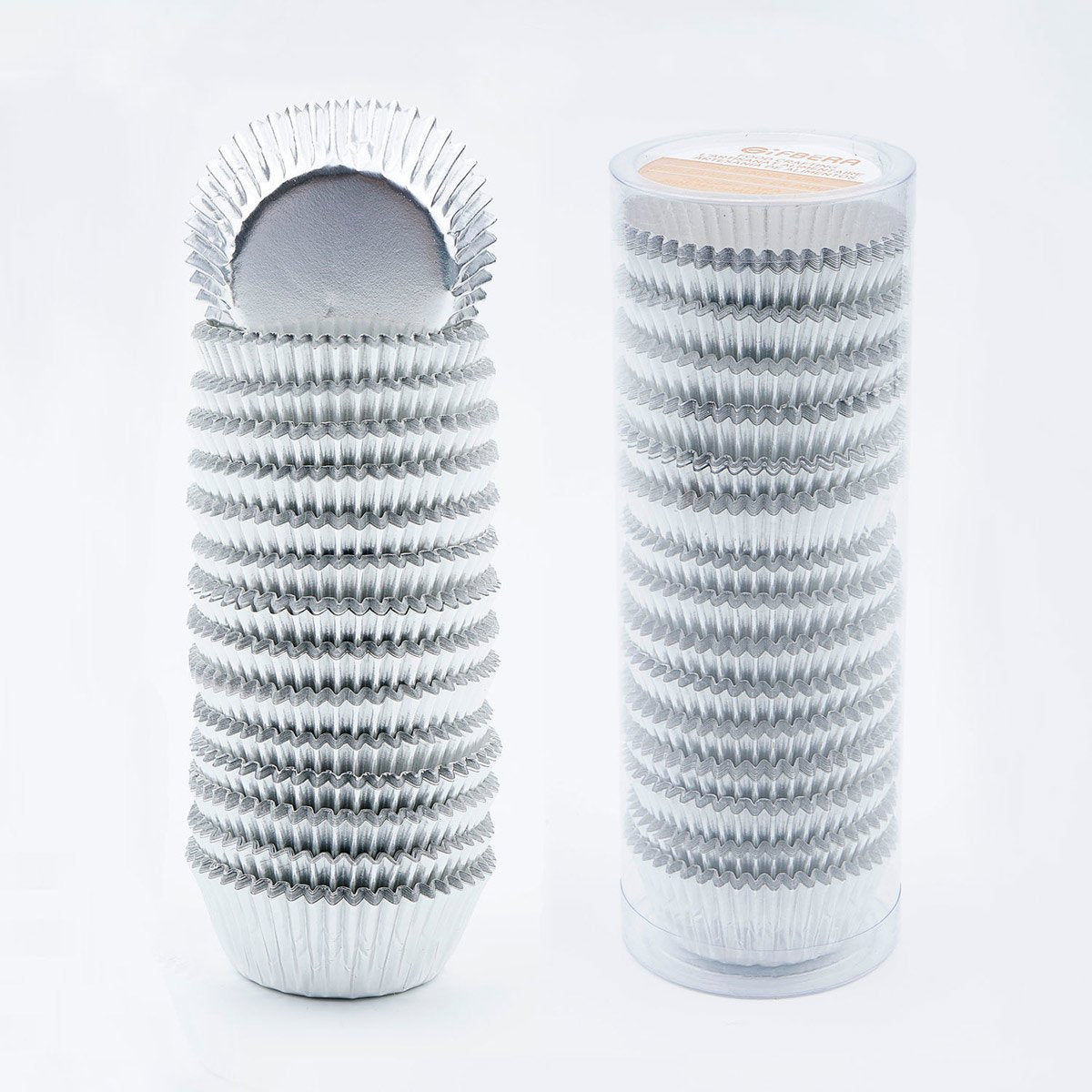 Gifbera mini silver foil cups in a muffin pan bake evenly and hold shape.