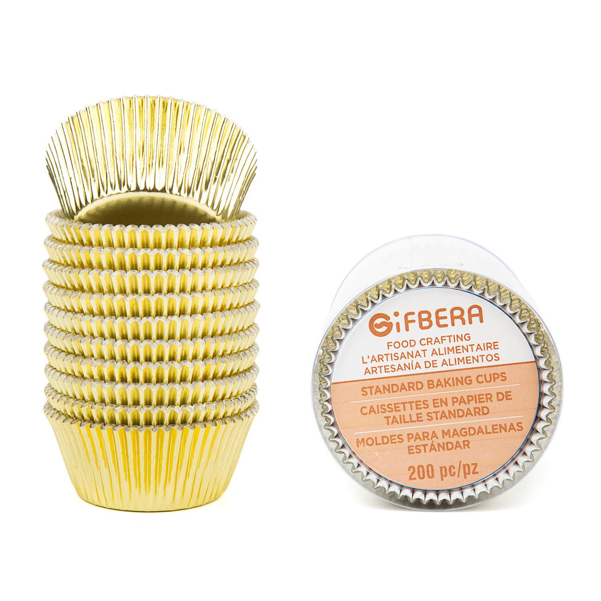 Gifbera standard gold foil cupcake liners 200 pack ready for baking