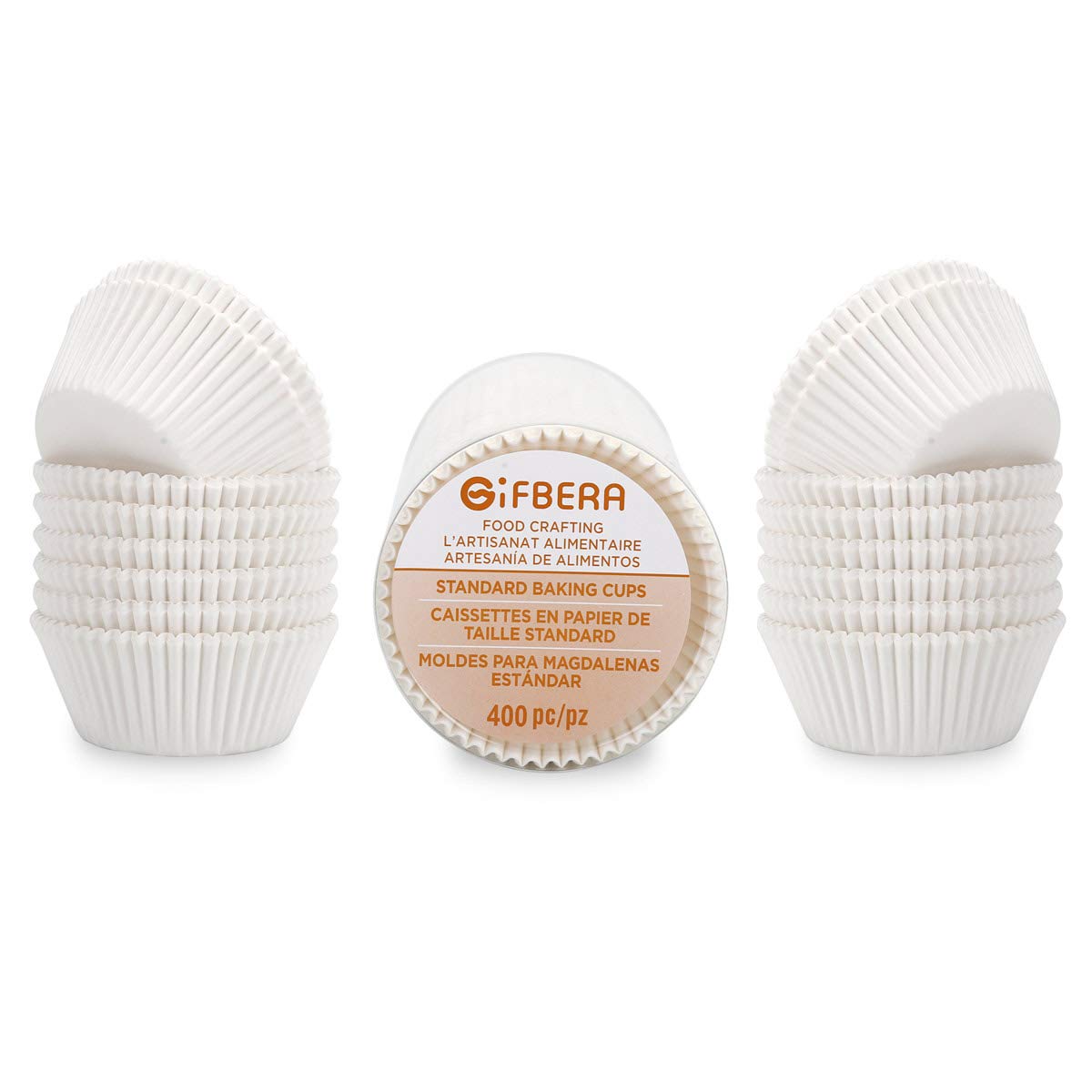 Gifbera white liners in standard-pan size for versatile desserts and treats