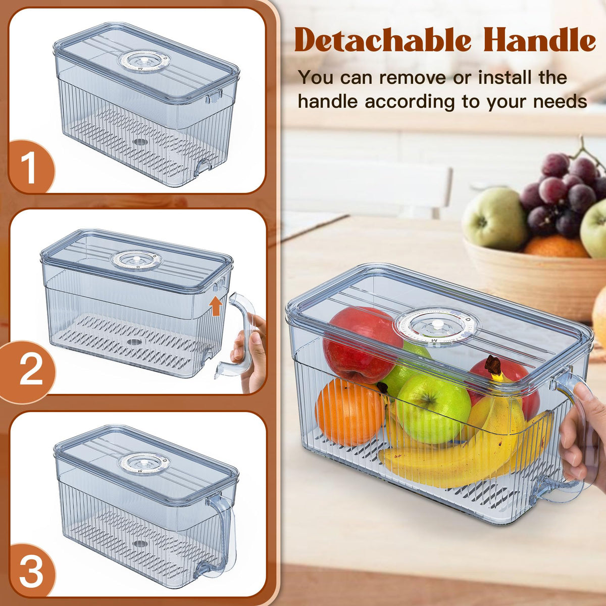 Gifhomfix bread box with detachable handle for easy lifting and transport.