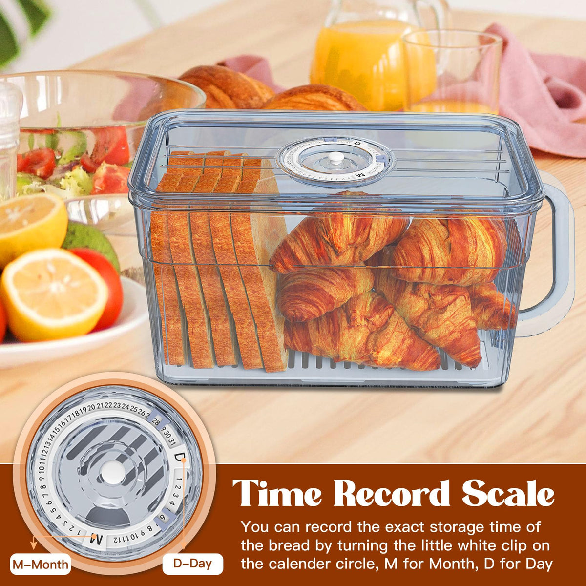 Gifhomfix bread box in grey transparent PET shows contents at a glance.