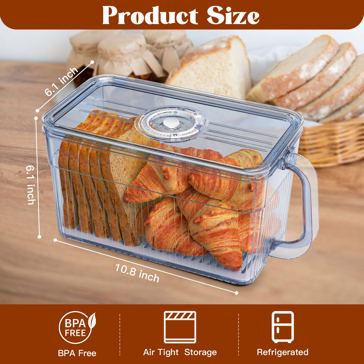 Gifhomfix bread box fits on kitchen counter for easy access to bread.