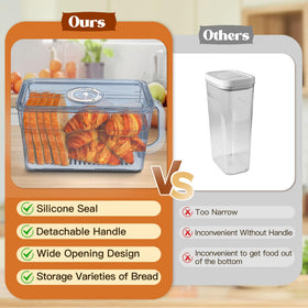 Gifhomfix bread box with silicone seal and air valve balances humidity.