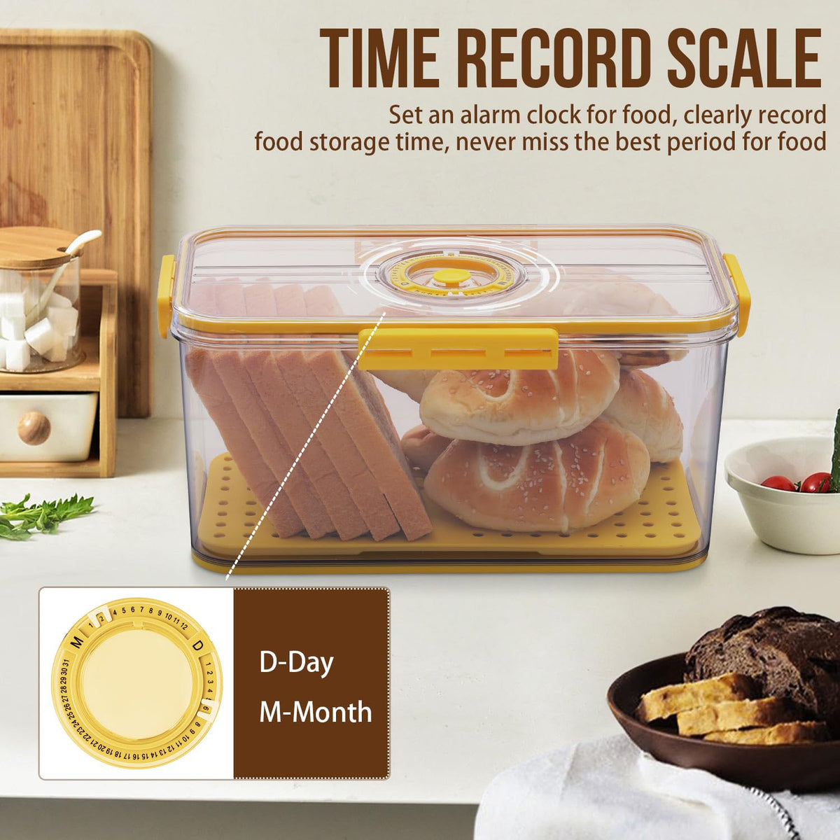 Gifhomfix bread box size display shows roomy capacity for loaves.