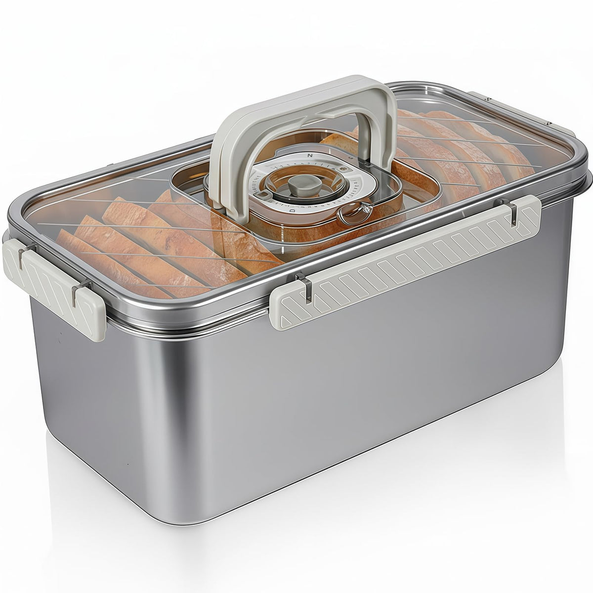 Gifhomfix bread box with stainless steel lid preserves freshness and durability.