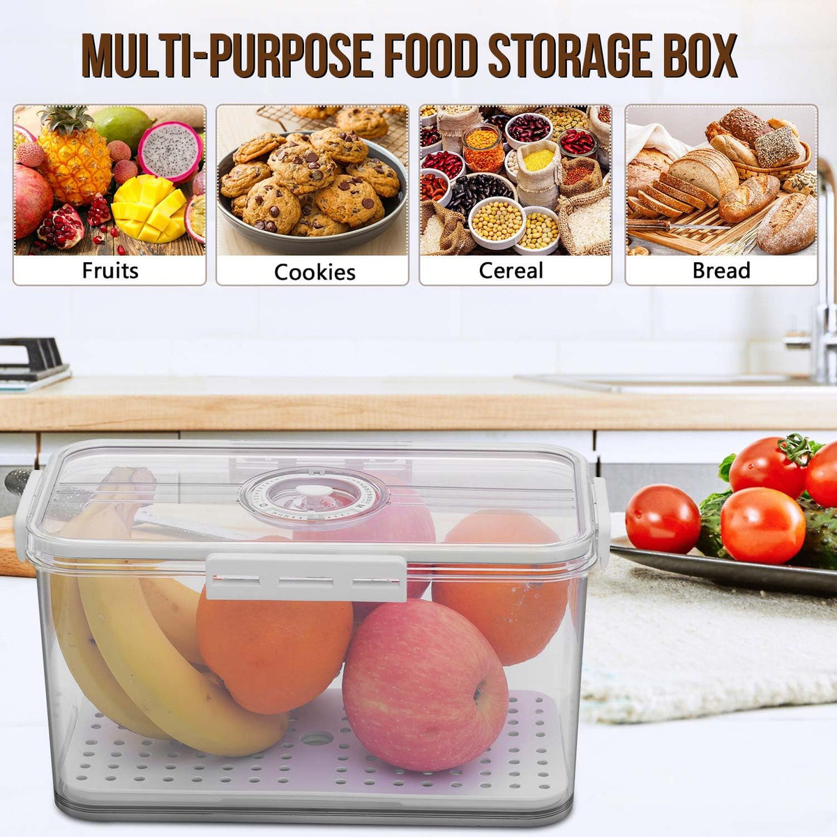 Gifhomfix bread box transparent body lets you see contents at a glance.