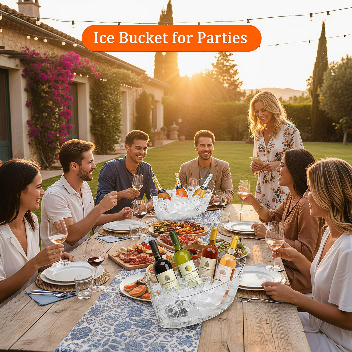 Gifhomfix clear ice bucket with scoops for quick ice addition at events