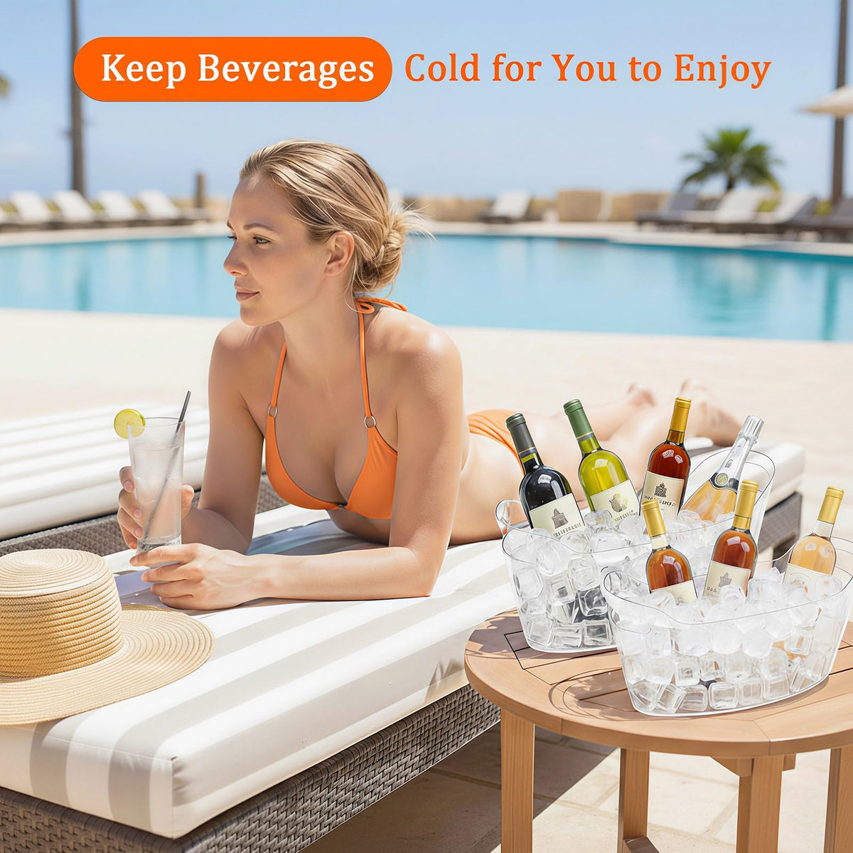 Gifhomfix party ice bucket on an outdoor table for outdoor entertaining