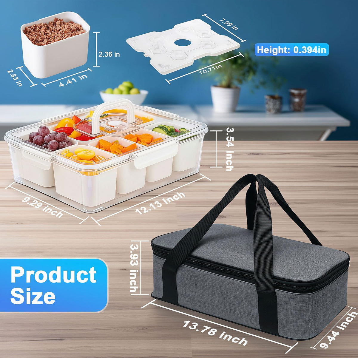Gifhomfix Snackle Box divided-tray helps organize foods neatly during picnics.