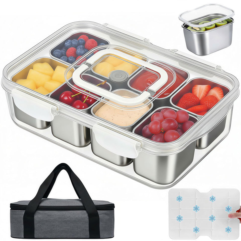 Gifhomfix Snackle Box with ice pack and insulated bag for beach cooling