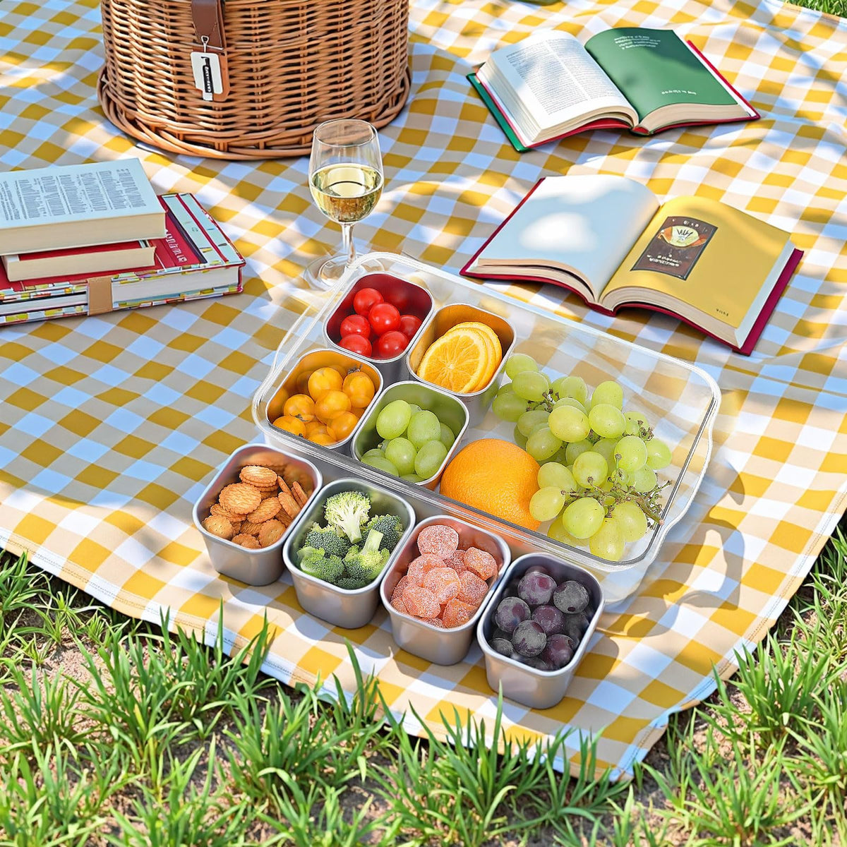 Gifhomfix Snackle Box locking snaps and silicone seal prevent spills.