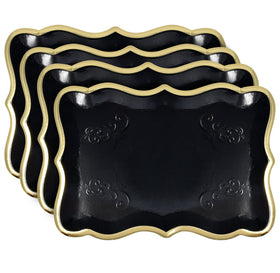Gift Boutique black tray with gold rim set for elegant dessert displays at parties