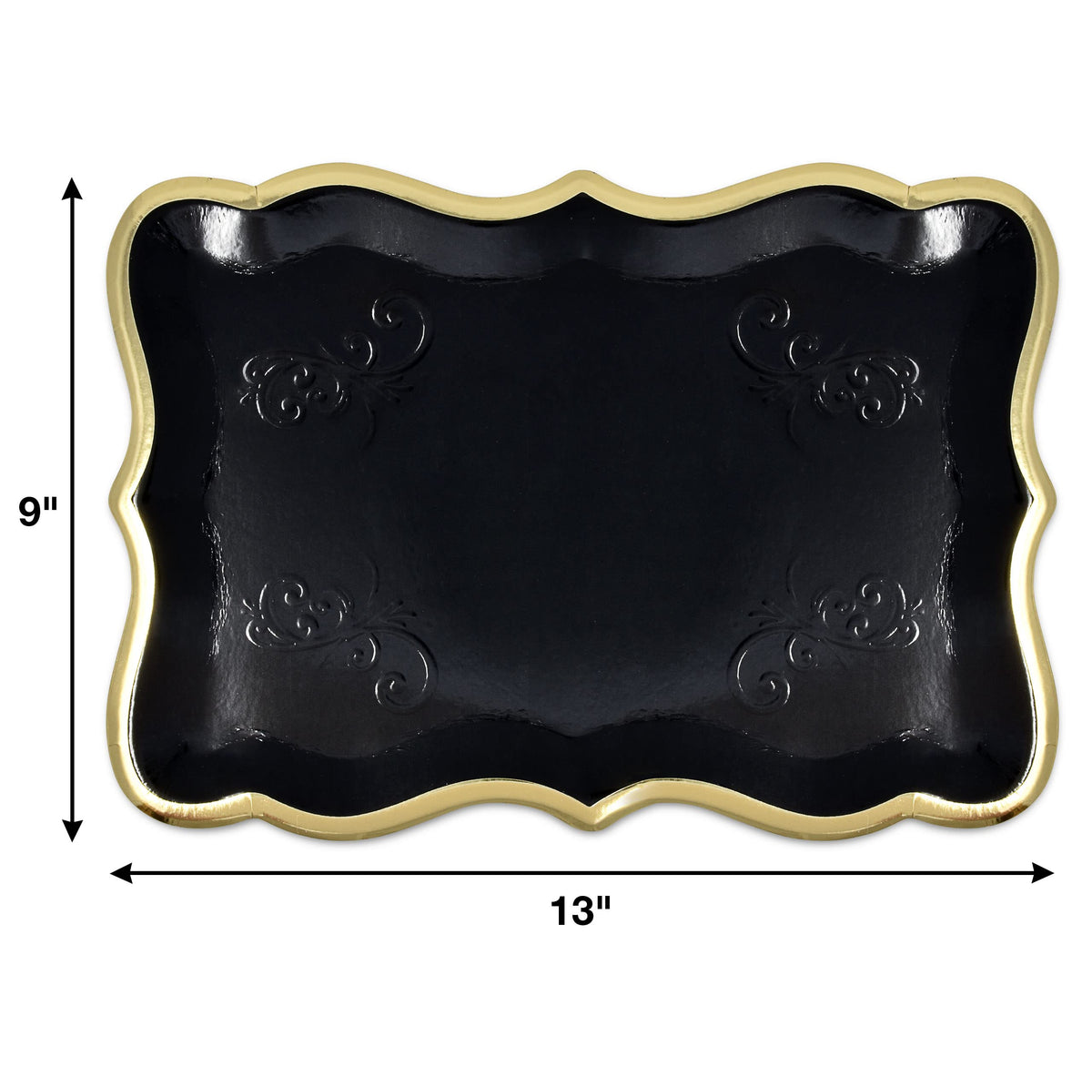 Gift Boutique black tray edge closeup highlights premium gold rim detail