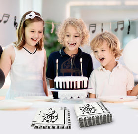 Gift Boutique black-white music-notes design enhances wedding receptions with style.