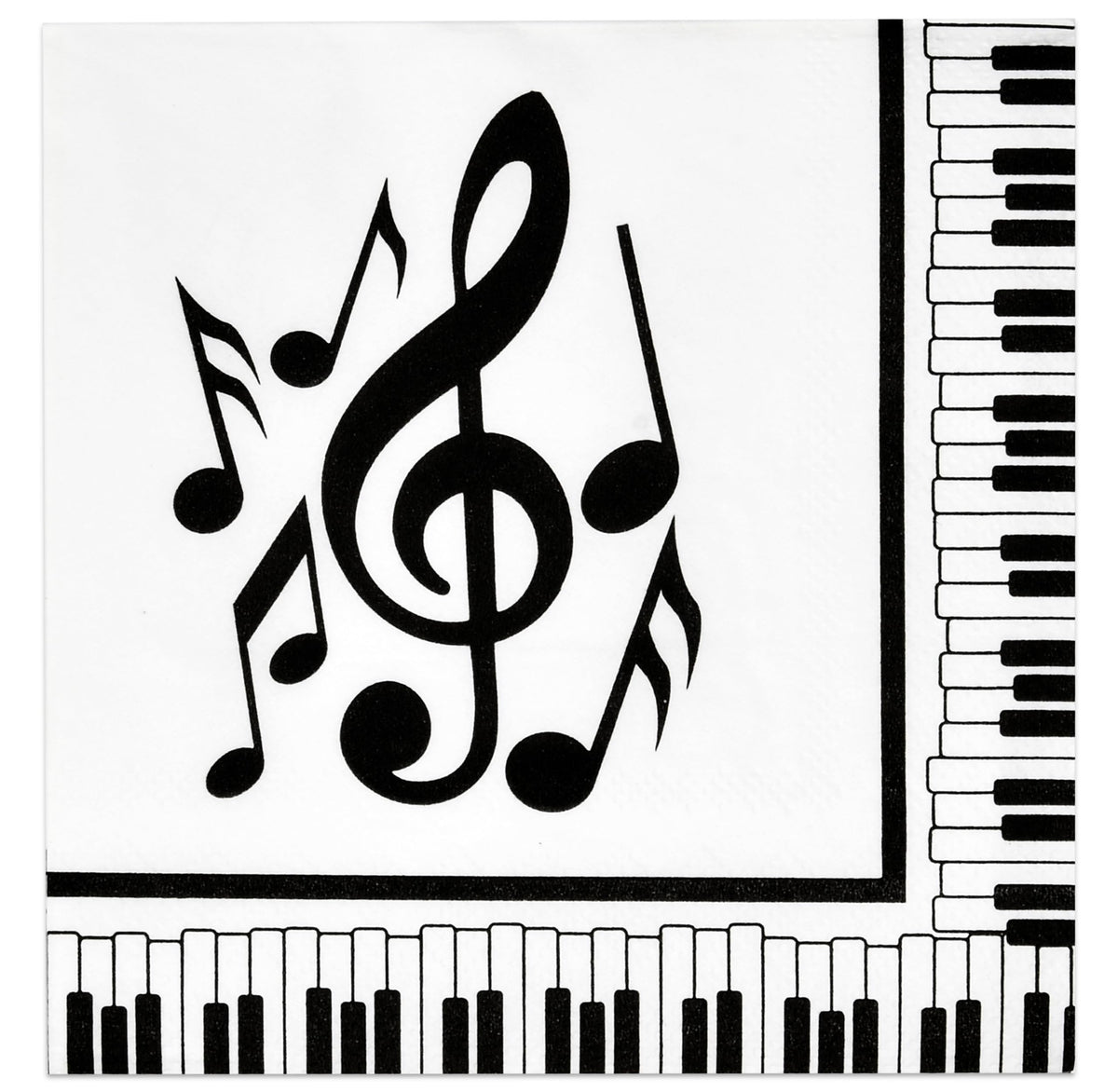 Gift Boutique musical-notes napkins unfolded to 10 inches for an elegant table setting.