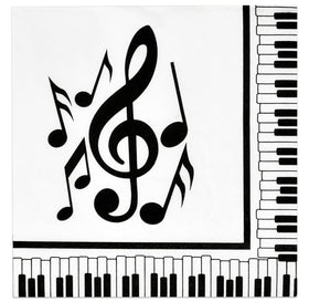 Gift Boutique musical-notes napkins unfolded to 10 inches for an elegant table setting.