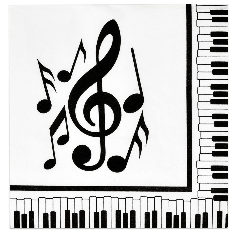 Gift Boutique musical-notes napkins unfolded to 10 inches for an elegant table setting.