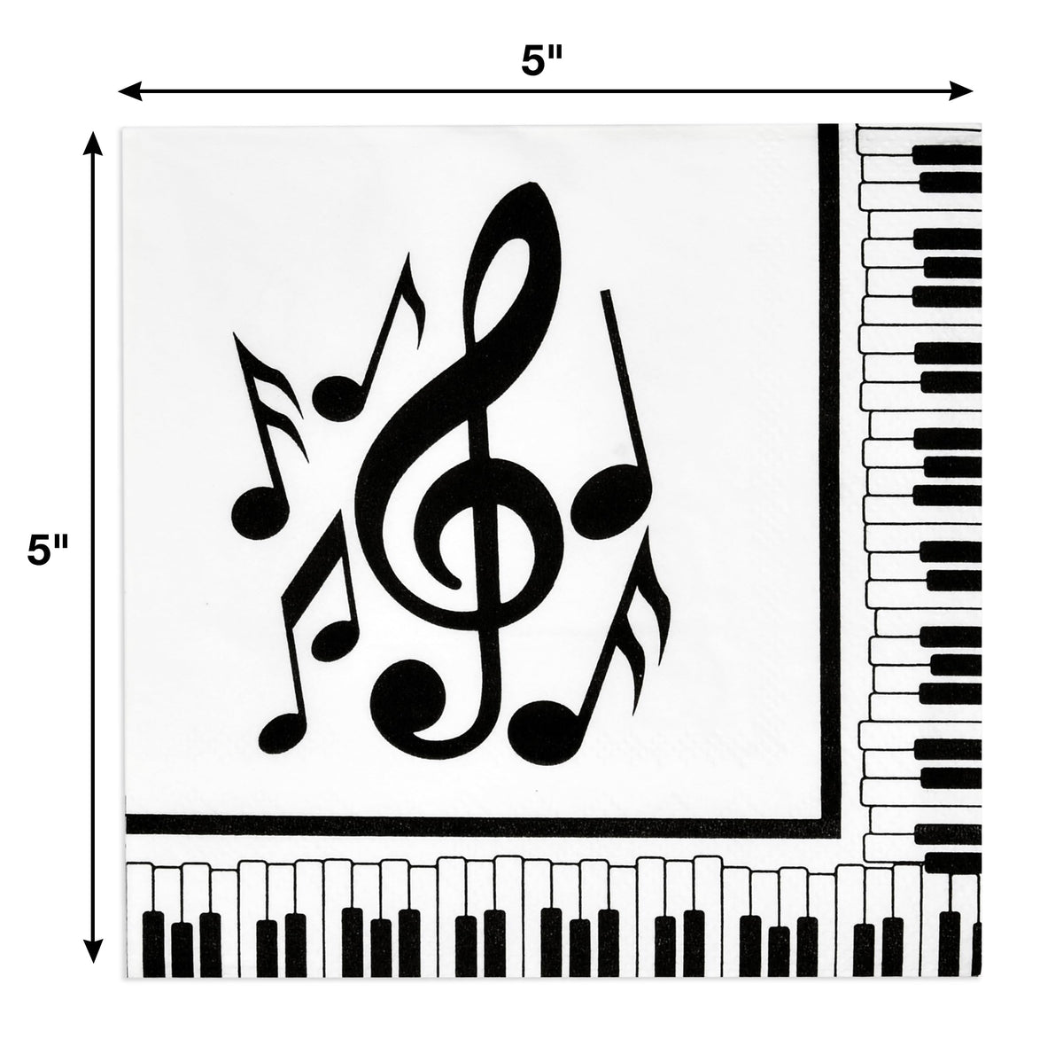 Gift Boutique piano-keys-border napkins add a chic touch to parties.