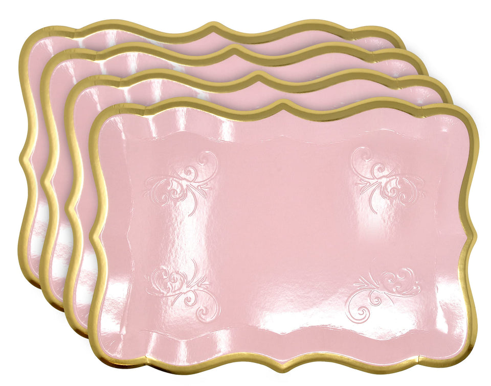 Gift Boutique pink tray with gold rim 9x13 dessert display