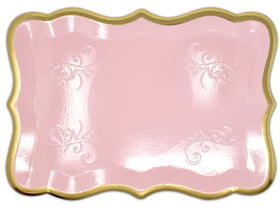 Gift Boutique pink tray with gold rim disposable party ware