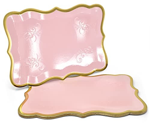 Gift Boutique pink tray with gold rim adds decorative edge to events