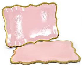 Gift Boutique pink tray with gold rim adds decorative edge to events