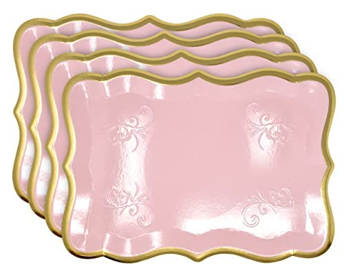 Gift Boutique pink tray with gold rim complements fruit platters
