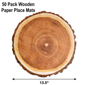 Gift Boutique rustic brown wood slice mats add farmhouse charm to table settings.