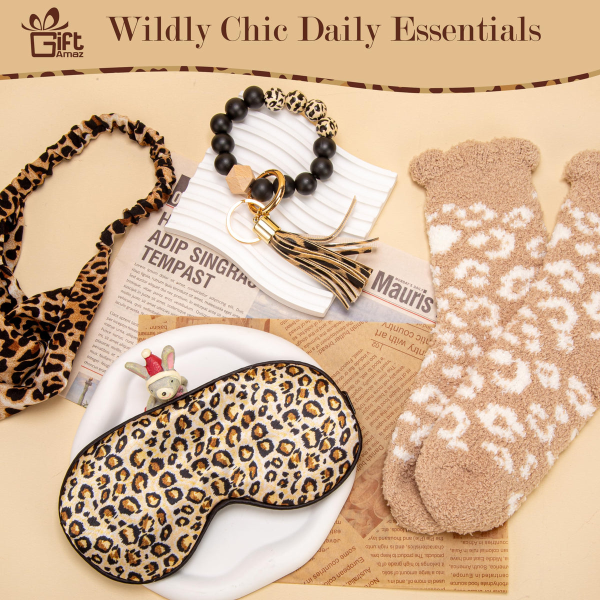 GiftAmaz leopard-print hair band, keeps hairstyle neat during activities.