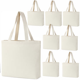 GiftExpress pack12-8x8 canvas tote bags ready for DIY party favors.