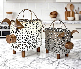 GIFTME 5 decorative metal basket on table for rustic tabletop charm